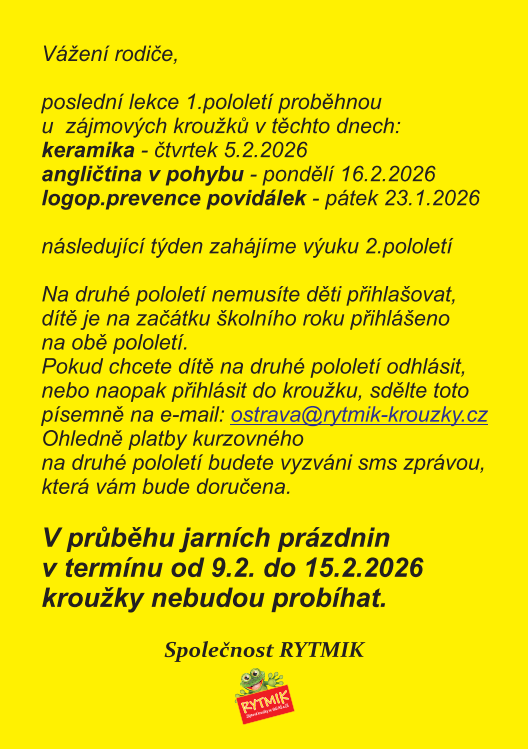 KROUŽKY BĚHEM JARNÍCH PRÁZDNIN
