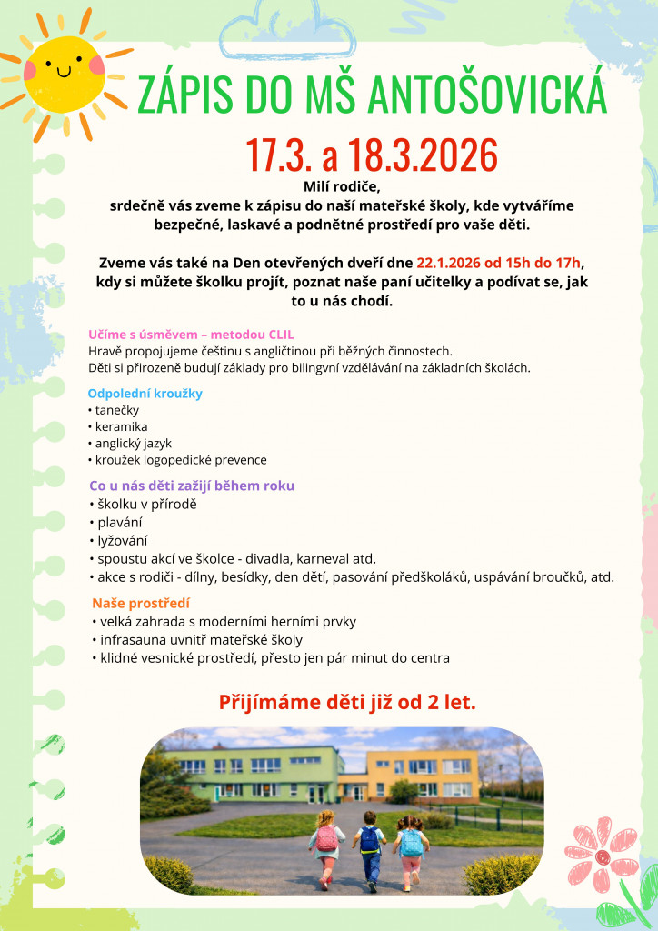 Zápis MŠ Antošovická
